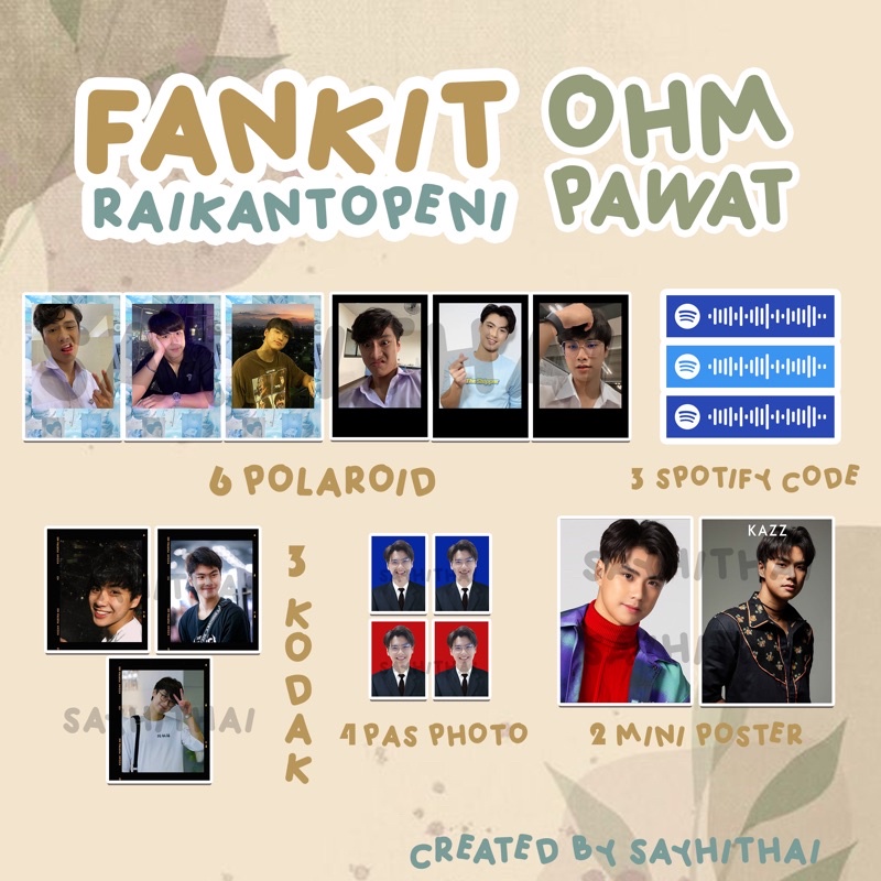 Fankit Idol Raikantopeni Gmmtv Ohm Nanon Chimon Polaroid Kodak Poster Spotify Code