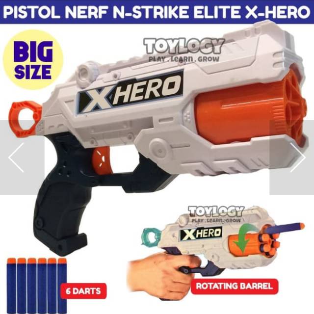 Mainan Anak Laki Pistol Nerf N-Strike Elite Hotstock X-Hero Darts Gun