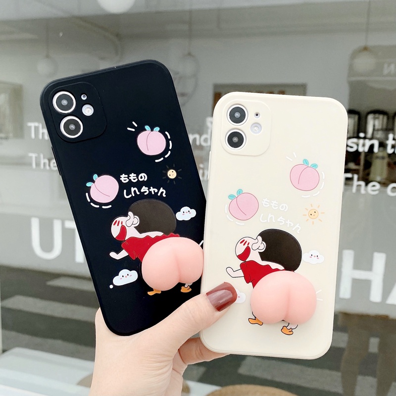 OPPO A95 A16 A94 A74 A54 A1k A15 A15s A7 A5s A12 F7 Reno 5F 4F 4 Cartoon Anime Crayon Shin-Chan Funny Casing Soft Squishy Pinch Peach-2
