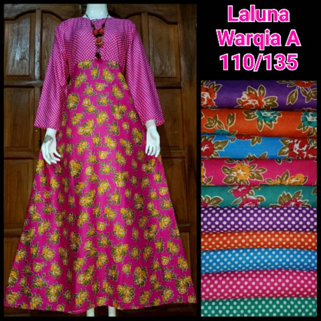 LALUNA DASTER RAYON - baju panjang busui lengan panjang payung adem murah motif kombi warqia