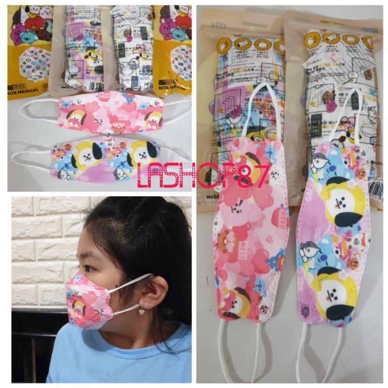 Masker Kf94 BT21 anak masker BT21 ISI 10