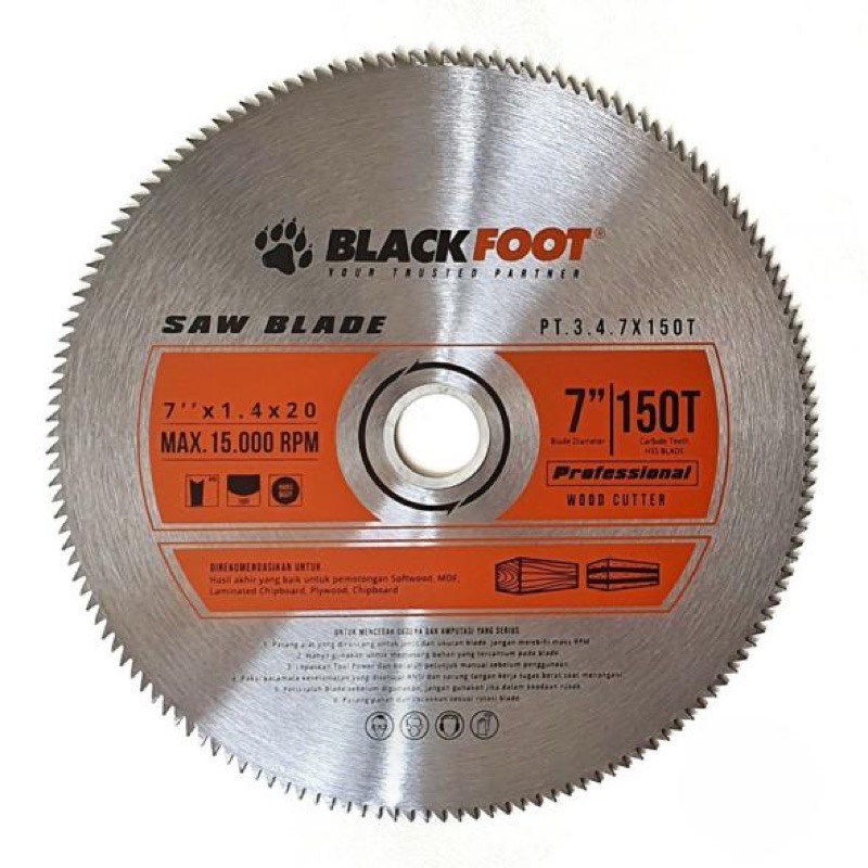 Blackfoot Mata Gergaji Kayu 7 Inch x 150T - Circular Saw Blade Halus