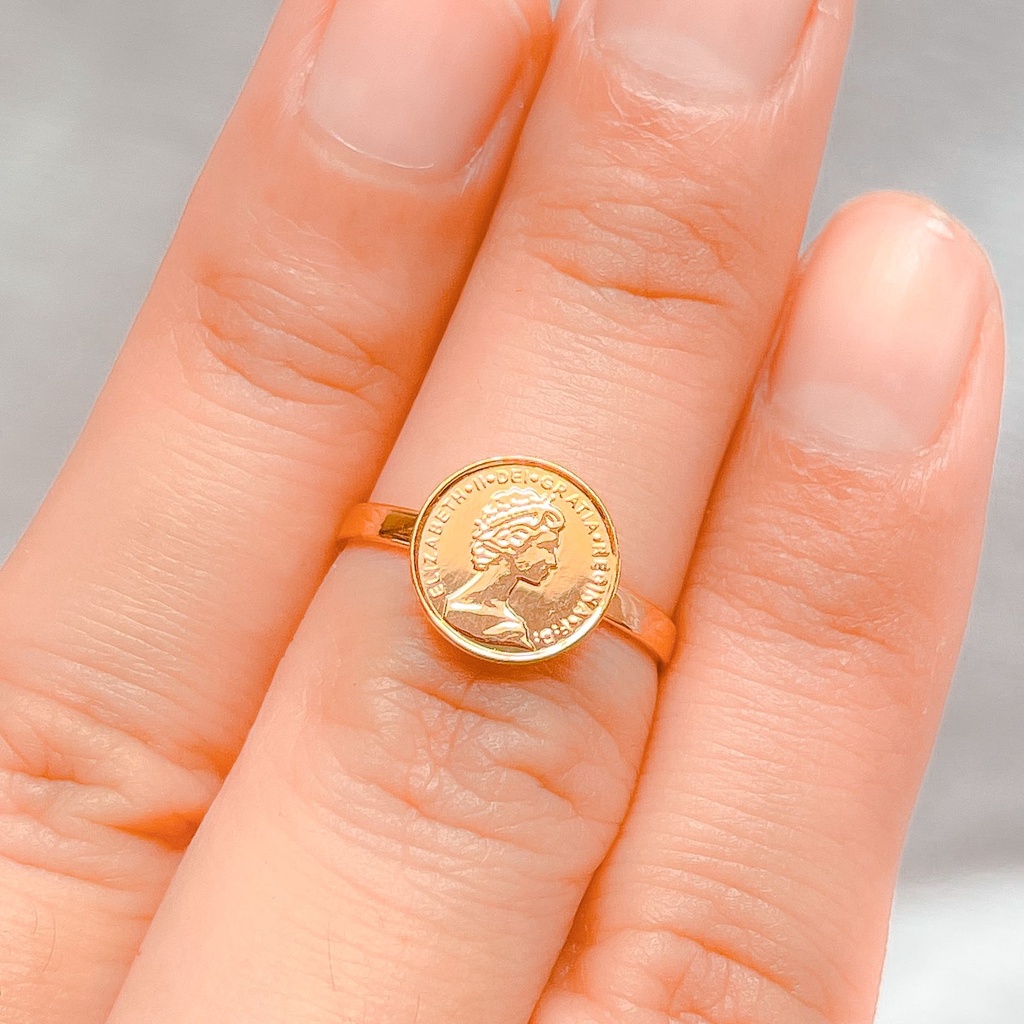 Cincin anak dan dewasa emas asli kadar 700 70% 16k model koin coin victorian vintage logam 1 gram g gr rosegold gold