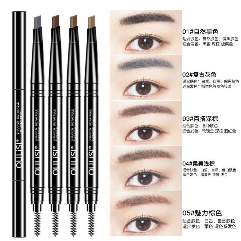 Pensil alis puter dua sisi eyebrow waterproff pencil 2 in 1 pensil 2 sisi