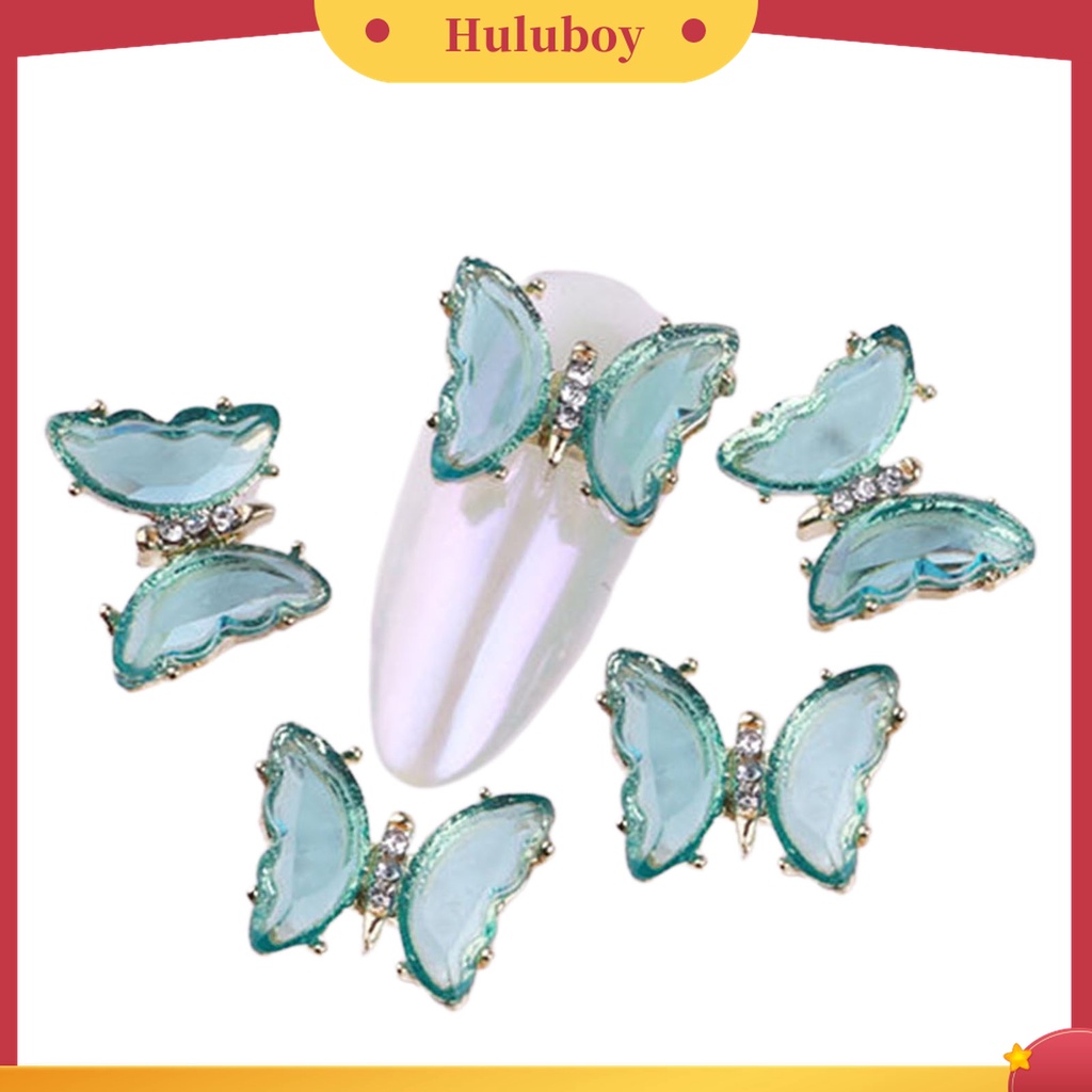 Huluboy Huluboy♡ 5pcs / Set Ornamen Kupu-Kupu Kristal 3D Warna-Warni Untuk Manicure