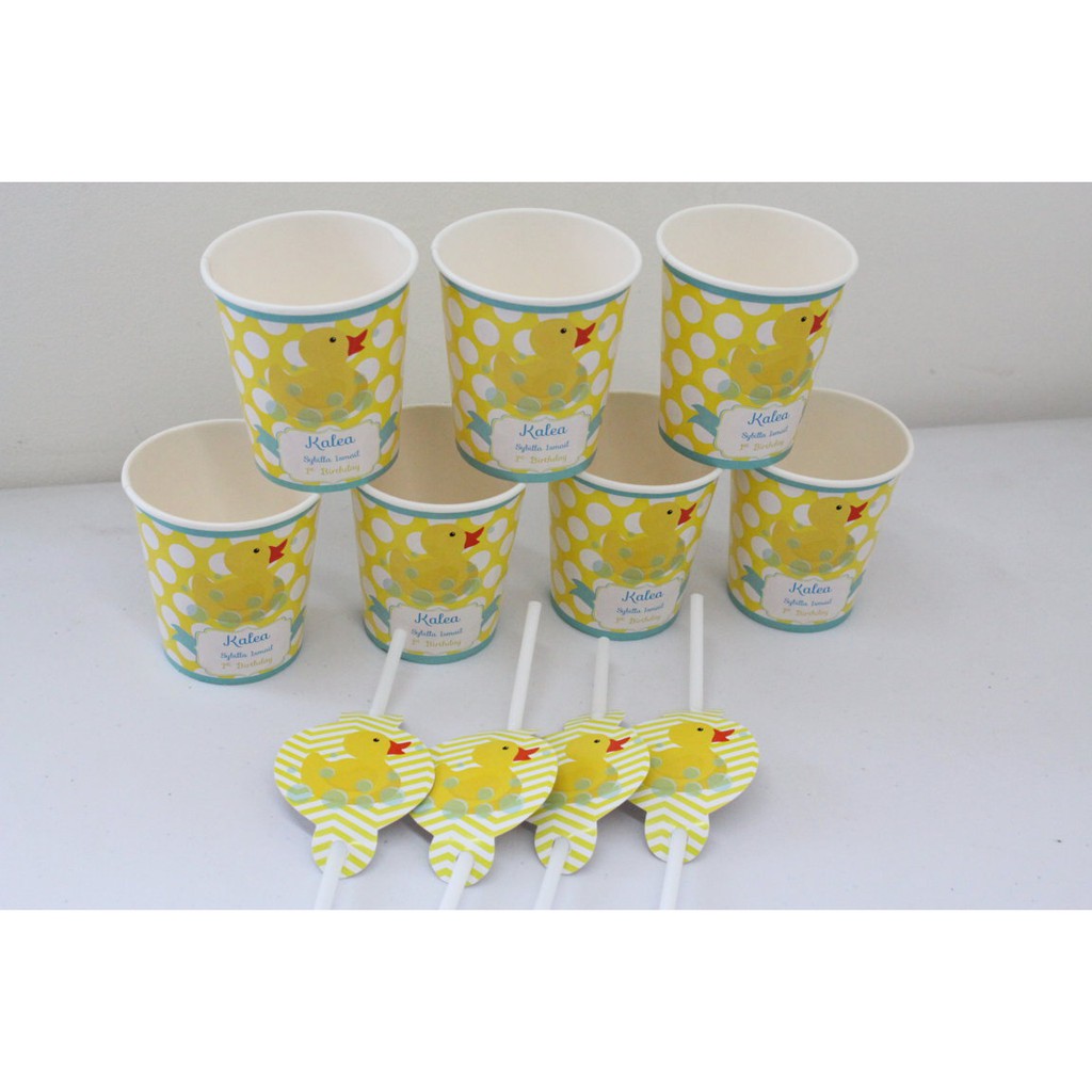 gelas kertas bebek / paper cup bebek / gelas kertas custom nama