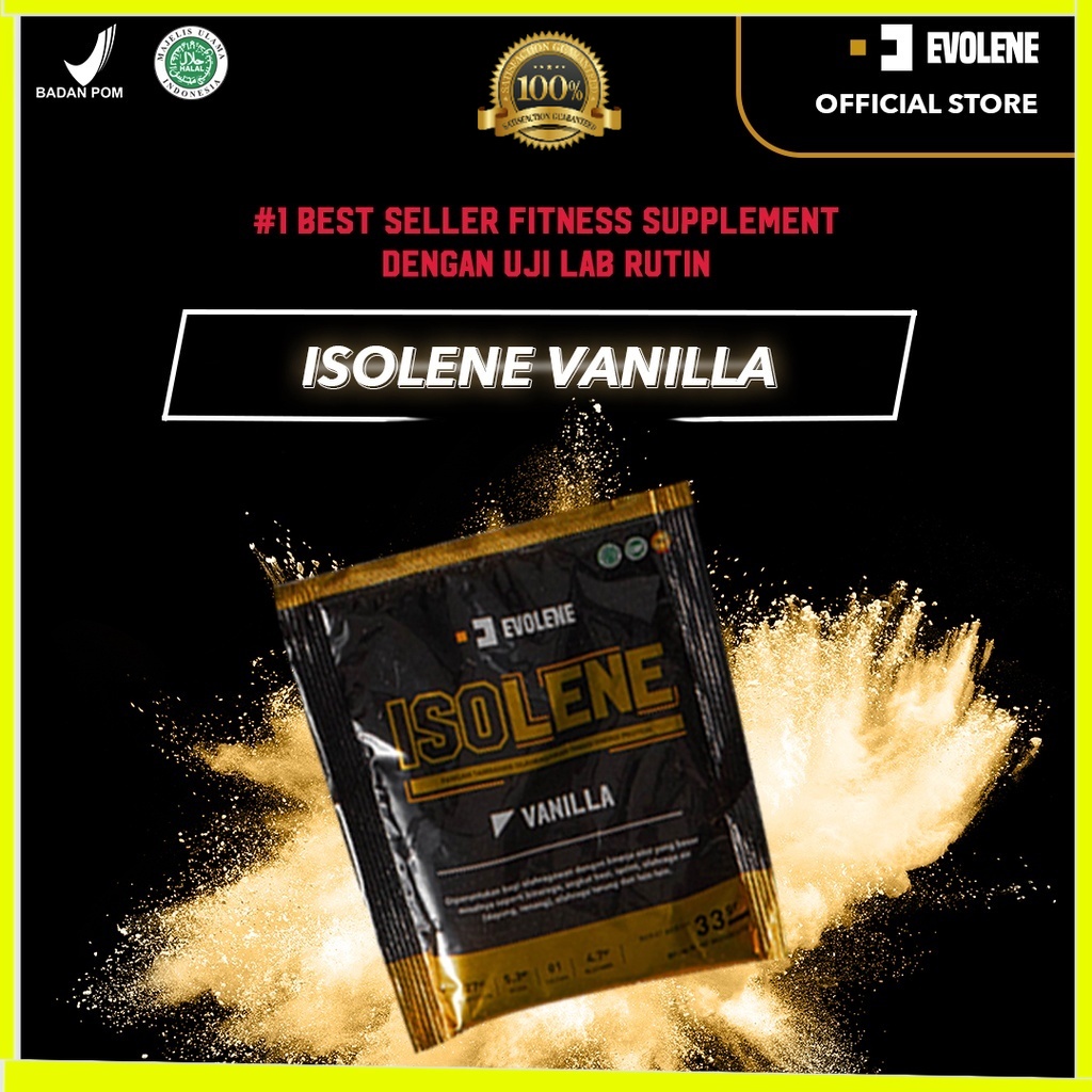 Isolene Vanilla SACHETAN - Suplemen fitness pembentuk Otot - Defisit kalori - Susu Protein - Suplemen Fitness - Minuman Protein - Suplemen Workout - Whey protein isolate Evolene Evoline Evolen