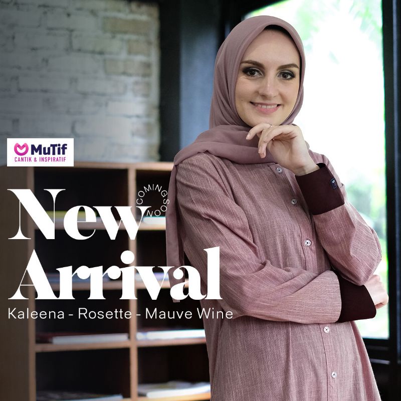 Gamis Mutif Dewasa Kaleena Rosette - Mauve Wine