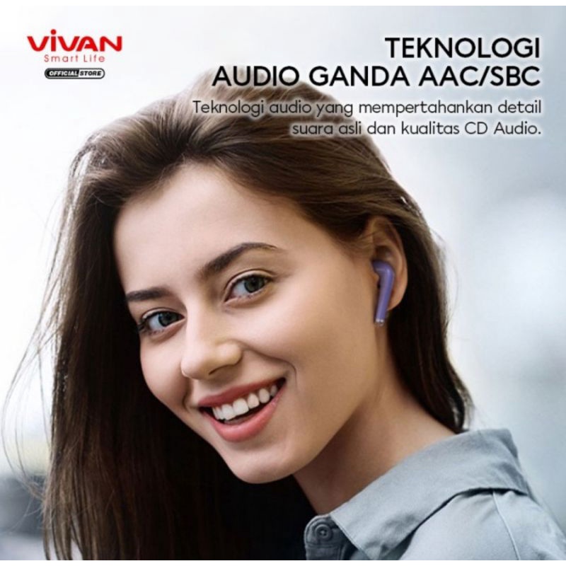 VIVAN Earphone Wireless TWS Headset Bluetooth 5.1 Liberty T220