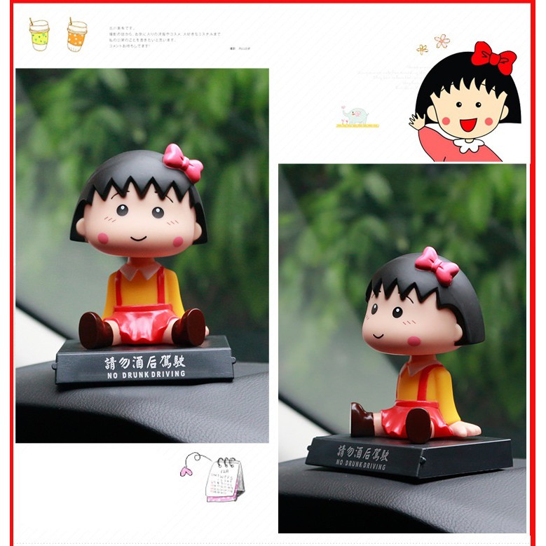 Boneka Figure Miniatur Pajangan Goyang Kepala Shake Head Mobil Chibi Maruko Chan