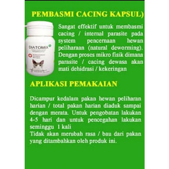 DIATOMIX Kapsul Pembasmi Parasit Internal (Cacing, Virus, Bakteri) Untuk Kucing