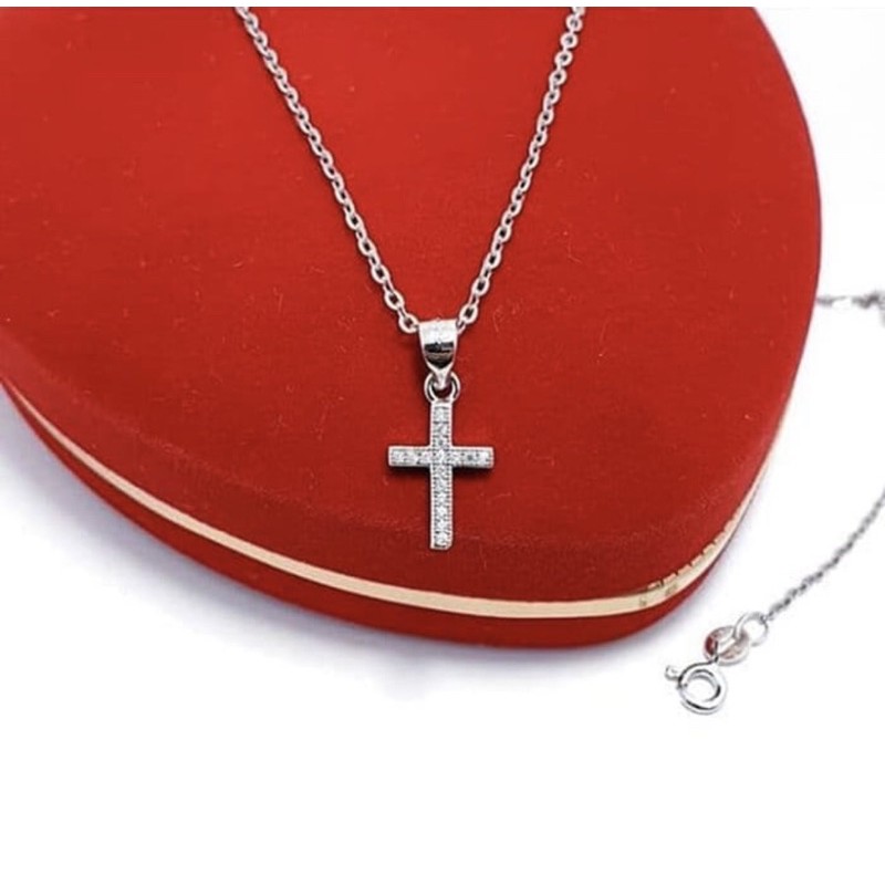 Kalung liontin salib kalung salib perak 925 lapis emas putih