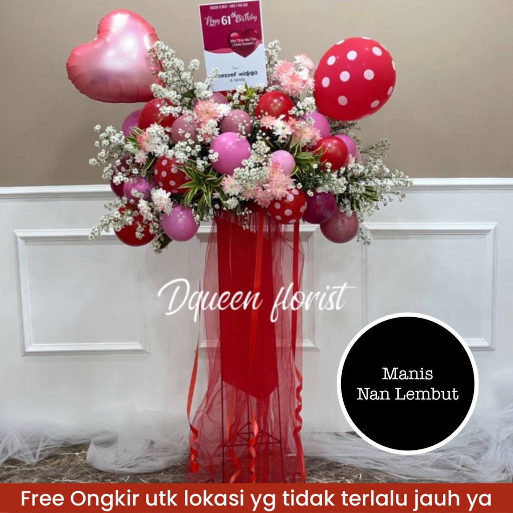 Standing Flowers Manis Nan Lembut Stending Flower Bucket Buket Bunga Ucapan Selamat Hadiah Happy Birthday Wedding Lamaran Wisuda Ulang Tahun Peresmian Grand Opening Natal Papan Karangan Duka Cita Belasungkawa 100% Asli Fresh