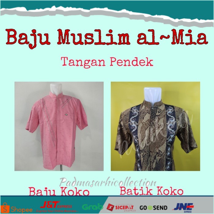 ✨ BISA COD ✨ Baju muslim batik koko pendek panjang almia al mia al-mia ori obral - S, BATIK - PENDEK