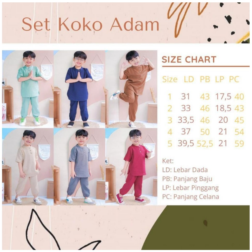 Smilee Koko Sadam 1-5 Tahun Setelan Koko Adam Lebaran / Koko Set Raya / Pakaian Muslim Anak CBKS