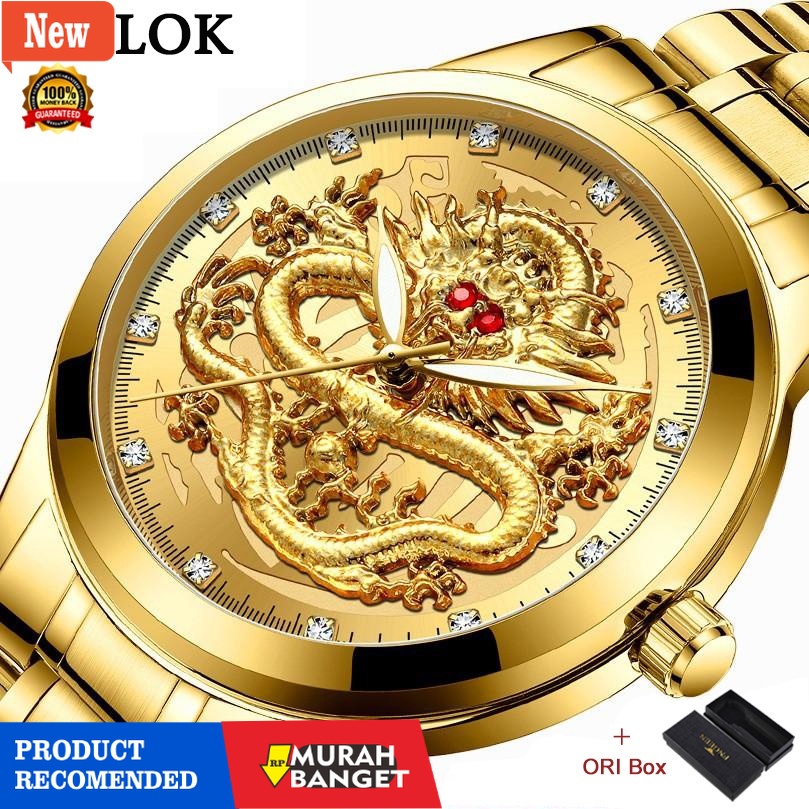 Jam tangan analog pria terbaik- 【Dijamin 100% Original】Jam Tangan Pria FNGEEN S336 Naga Gold Mewah S
