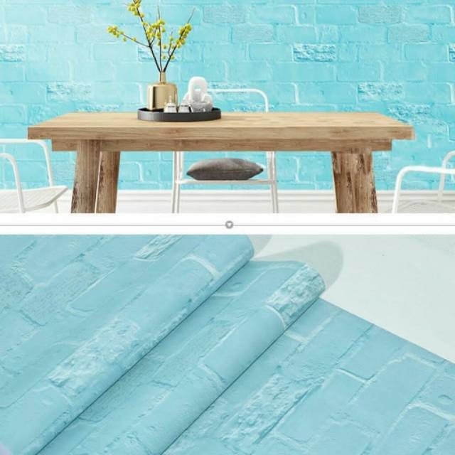 Wallpaper Sticker Motif Bata Samar Biru 5393-2 / Wallpaper New 2020 / Ukuran 9mx45cm