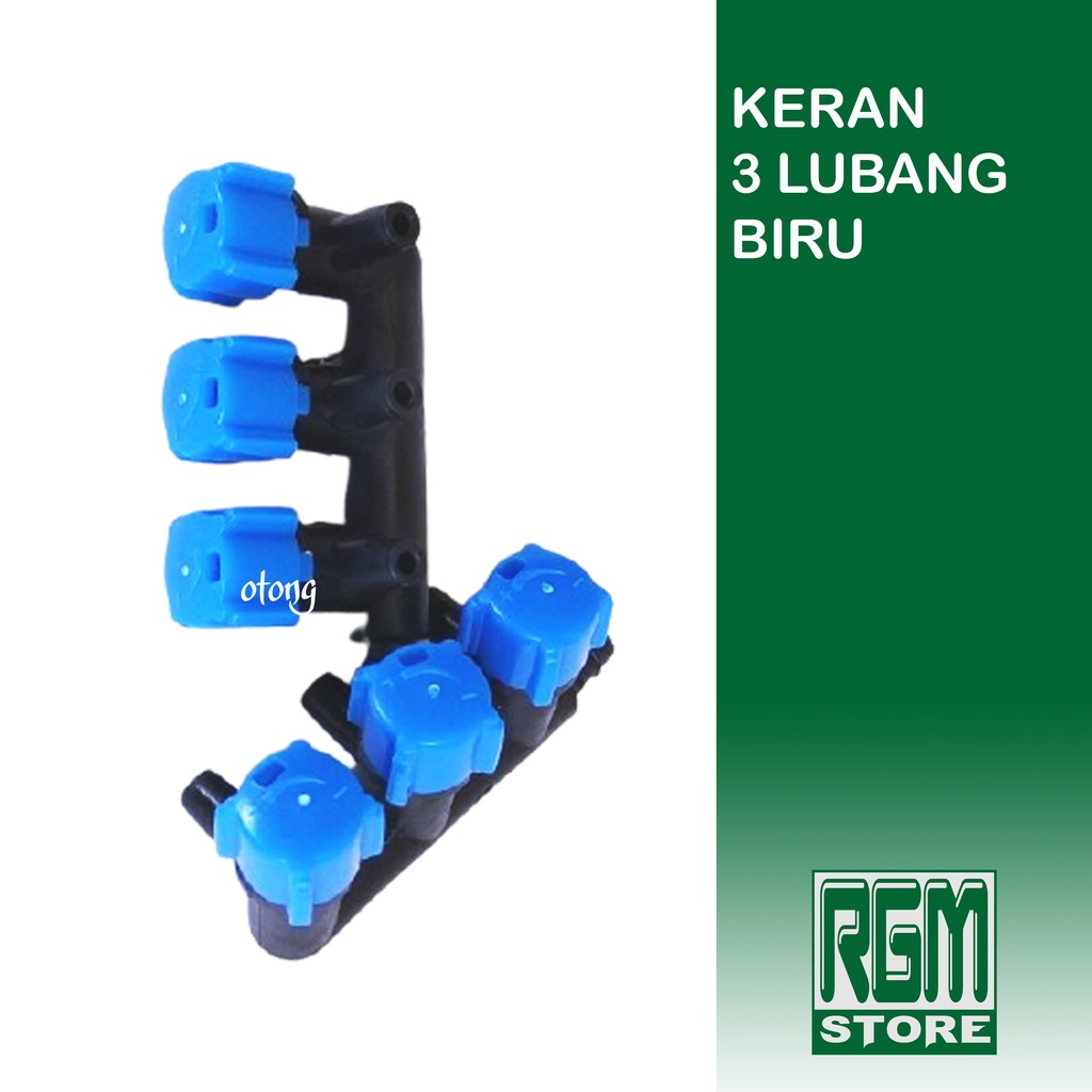 Kran keran Udara BIRU Plastik 3 lubang cabang Aerator aquarium aquascape