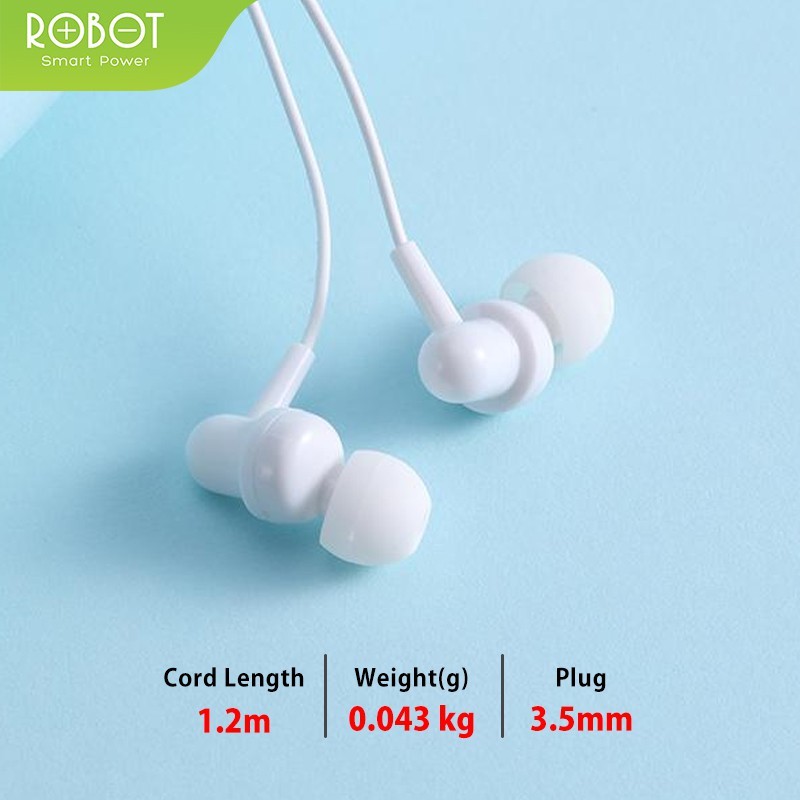 Headset Robot RE20 Wired Earphone Bass