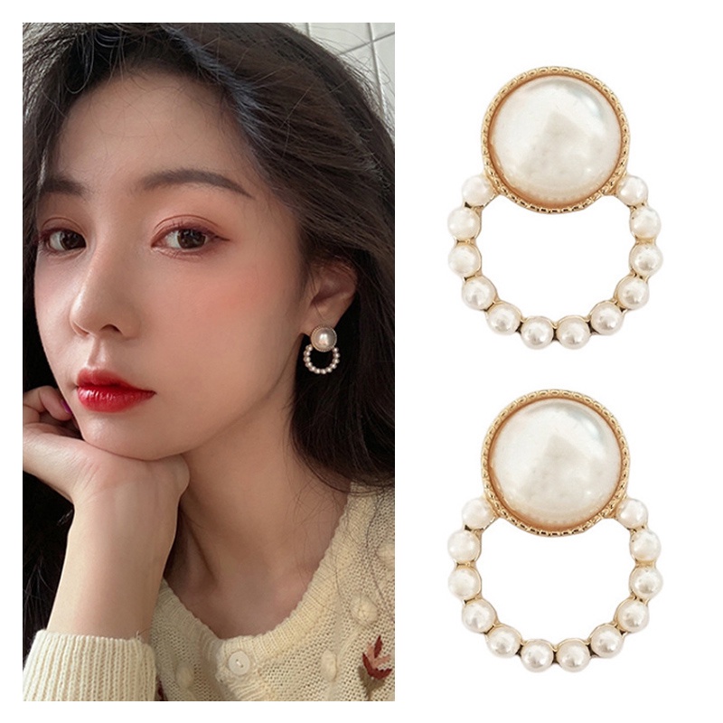 [ACKER] Anting Mutiara Bulat Gaya Retro Korea Untuk Wanita