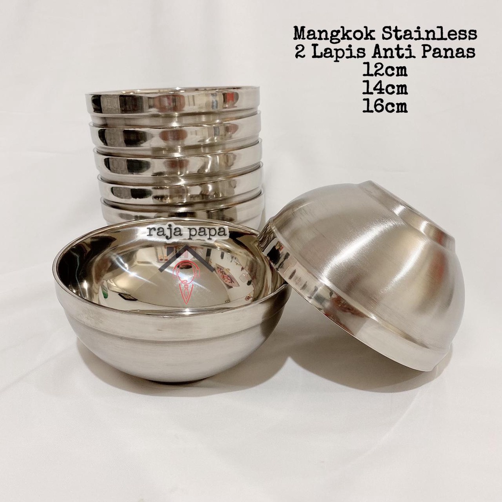 MH Mangkok Stainless 2 lapis Anti Panas Mangkuk Korea