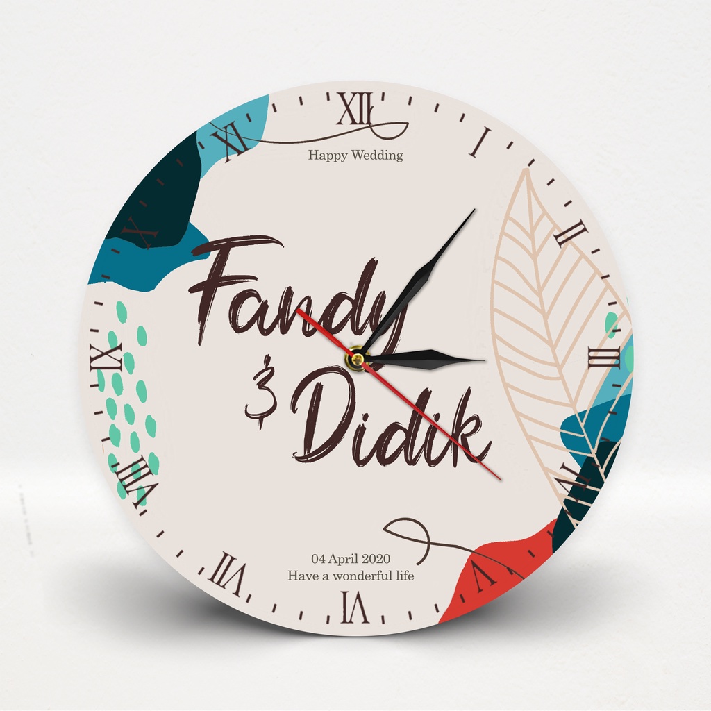 [NSTB] Jam dinding kayu unik custom nama hadiah pernikahan kado wedding goovi ink-NSRR