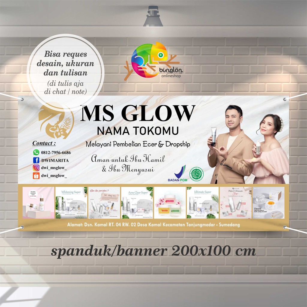 Spanduk, Banner MS Glow Agen, Reseller (Model New)