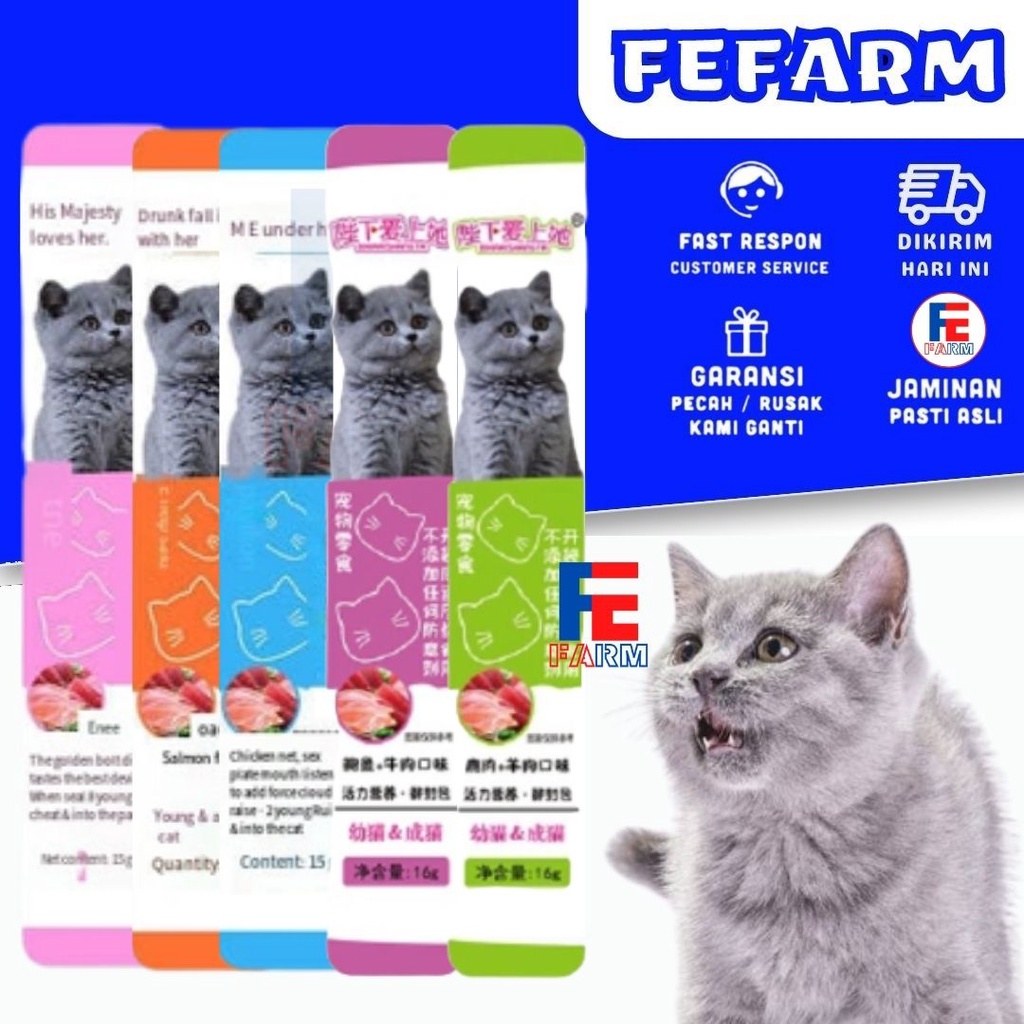 Snack Kucing / Vitamin Kucing High Vitamin Creamy Cat Treat Cat Snack Cat Stick Cat food Makanan Cemilan Kucing Snek Kucing Boo Goo FEFARM