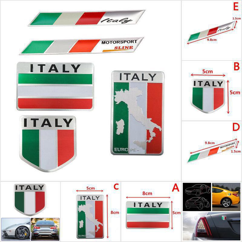 Skid Stiker Emblem 3D Motif Bendera Italia Bahan Aluminum Metal Untuk Dekorasi Mobil