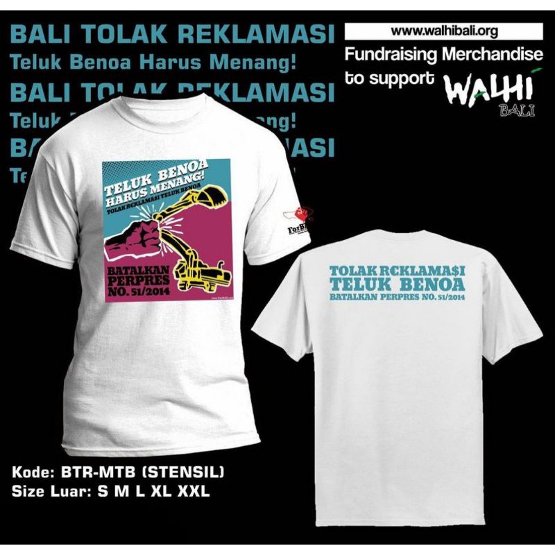 BAJU KAOS TSHIRT BTR STENSIL BALI TOLAK REKLAMASI ORI BISA COD