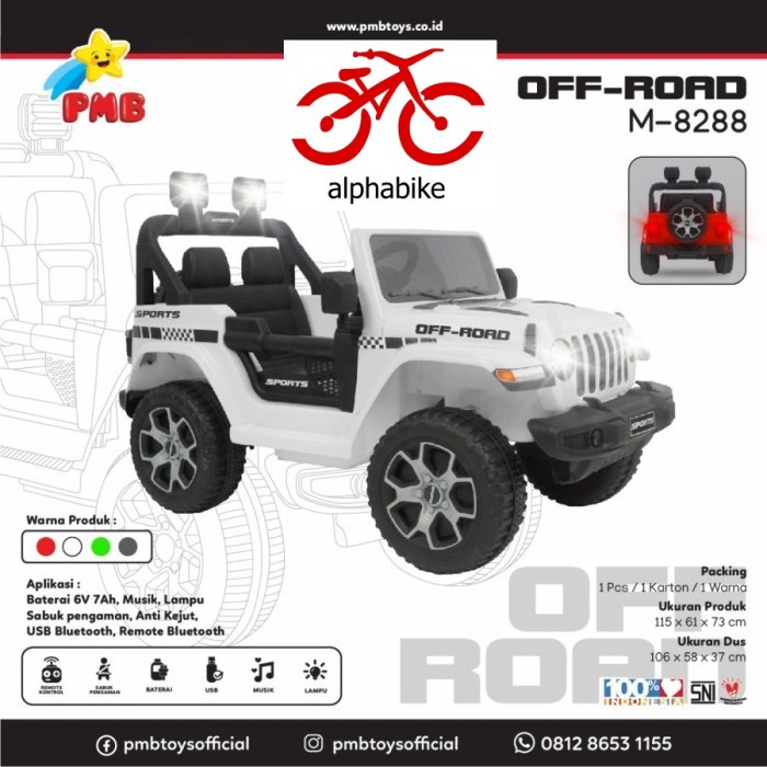 PMB-8288 MAINAN MOBIL AKI ANAK JEEP RUBICON 8288