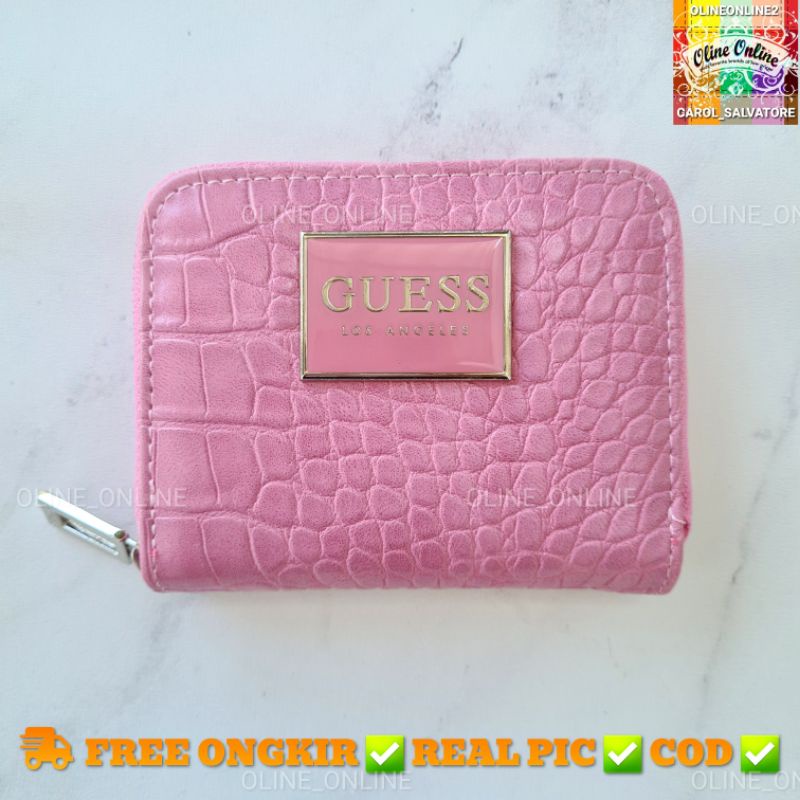 dompet croco coin zipper square pink and fuschia crocodile gs gb mini size wallet