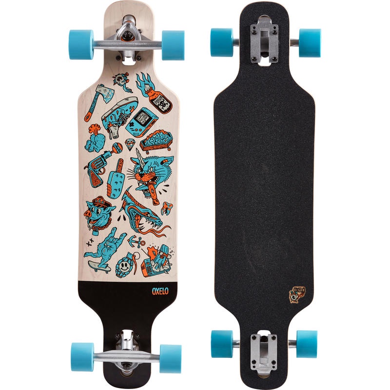 Oxelo Longboard Riding Anak Dewasa Skateboard Drop Mini Core Original - Floral