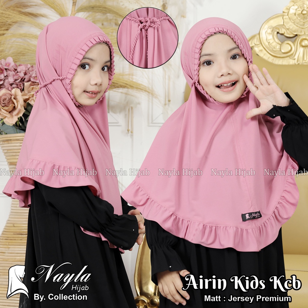 Kerudung Anak Tali Kepang AIRIN KIDS KCB Hijab Instan Anak Jersey Airis Terbaru Nayla Hija'b