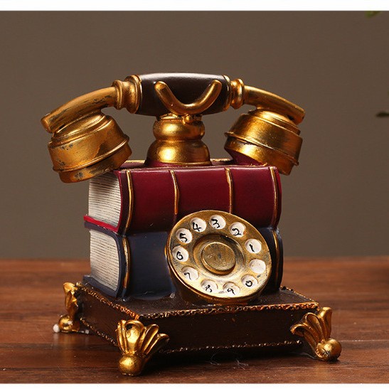 TBI Retro Style Telephone Home Decoration Hiasan Rumah Telephone Dering - Merah Biru