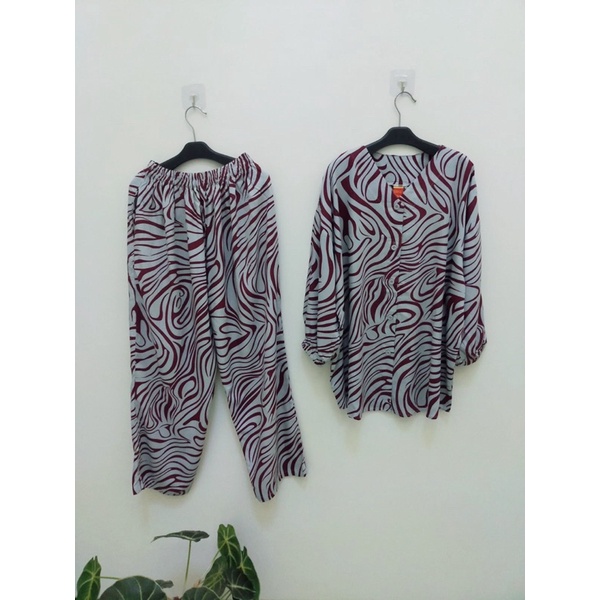 STELAN MAMA ROSA RAYON MOTIF ZEBRA/KANCING(COD)ONE SET TERBARU/VIRAL KEKINIAN