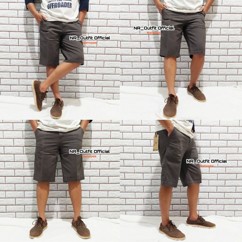 Original Dicker Canvas Premium Size 28-38 Celana Chino Pendek Pria Cotton Twill Tebal Tidak Berbulu