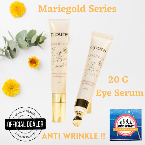 NPURE Marigold Anti Wrinkle Eye Serum - Serum Pencerah Penghilang Kantung Mata Panda Anti Aging