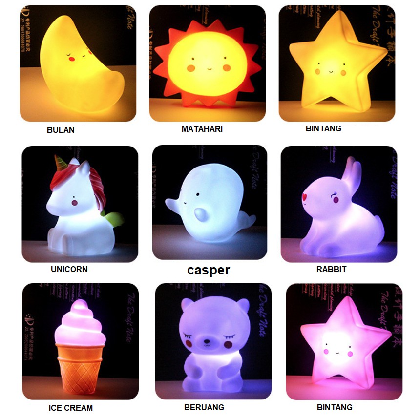 Lampu Tidur LED Night Lamps ANAK motif Karikatur Unik Hadiah Gift