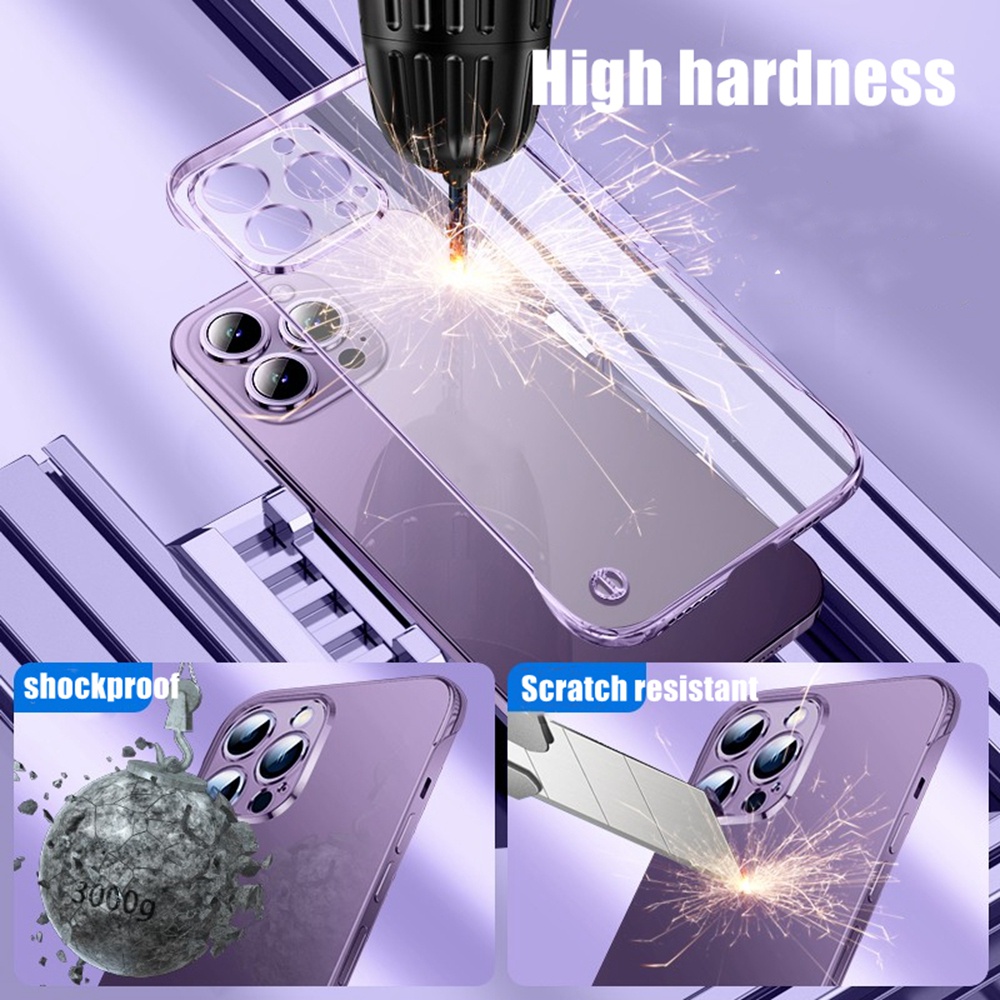 Hard Case Plastik Transparan Slim Tanpa Bingkai Cover iPhone 14 13 12 11 Pro Max XS Max XR X 14 Plus