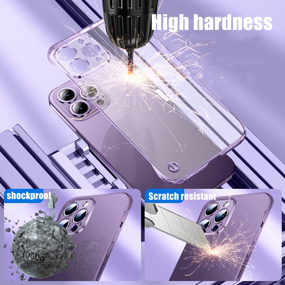 Hard Case PC Transparan Tanpa Bingkai Shockproof Cover iPhone 14 13 12 11 Pro MAX XS MAX XR 14 Plus