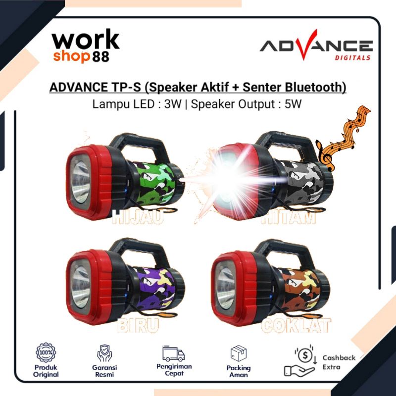 Terbaru Advance TP-S Speaker Aktif Bluetooth + (Lampu Senter 3W) - New Original Garansi Resmi - Spek