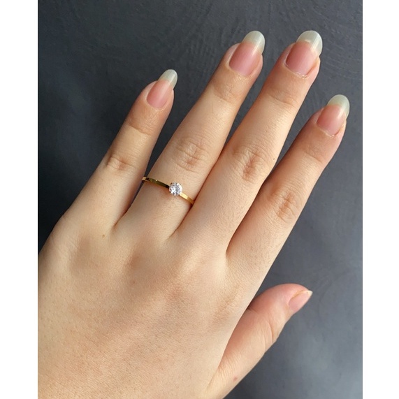 SALE / OBRAL Cincin Titanium Mini Korea Wanita CK006 warna gold cincin nikah permata mewah