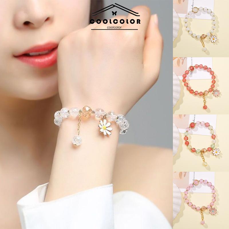 COD❤️Gelang Manik-manik Warna Kristal Daisy Liontin Korea Wanita Pacar Mahasiswa Perhiasan  Menggemaskan Mewah Murah Import Aksesoris Perhiasan Ready Stock