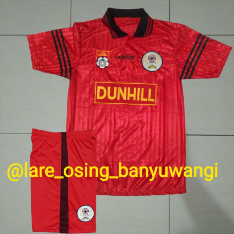 SETELAN DEWASA SEMEN PADANG HOME 1994 - 1995 LIGA DUNHIL MERAH JERSEY CELANA BORDIR RETRO