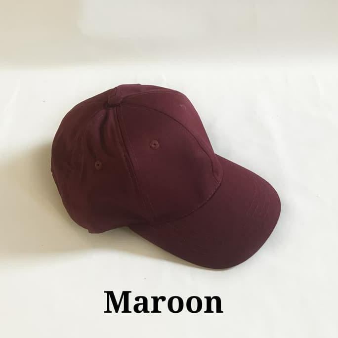 Topi Baseball Unisex (Pria Wanita) Warna Merah Maroon Polos Murah - Maroon