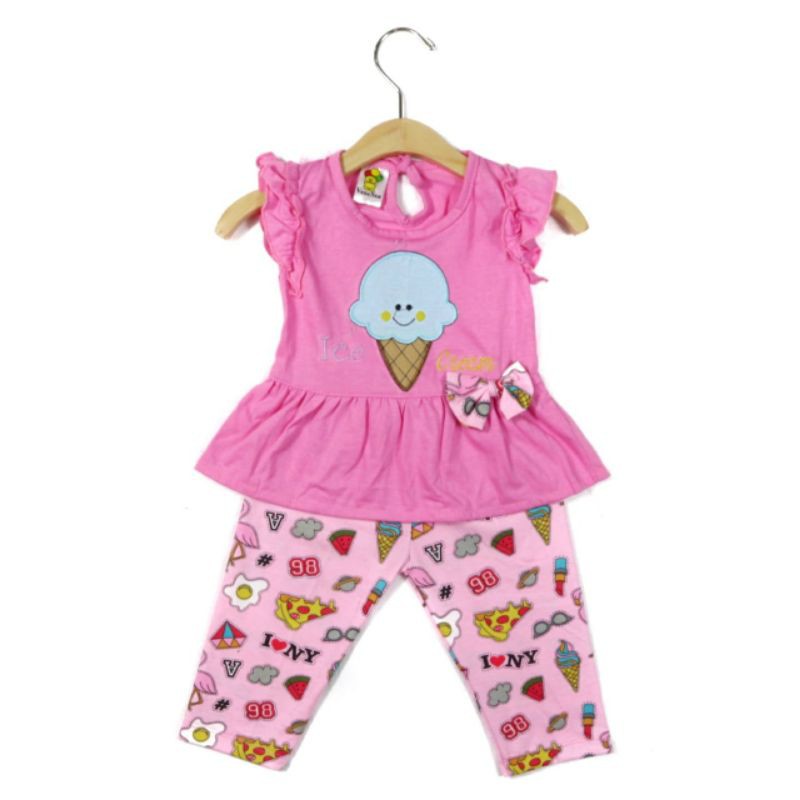 SETELAN FASHION PAKAIAN BAJU ANAK PEREMPUAN 1 TAHUN MOTIF ICE CREAM PITA