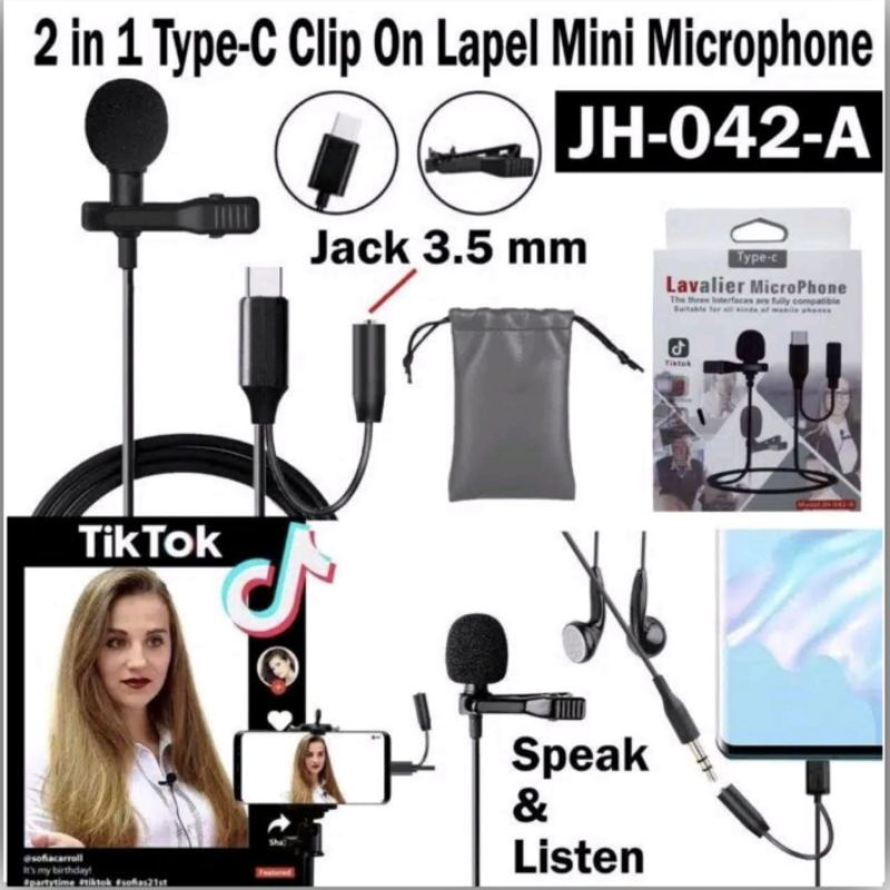 Mic Clip On Type C lavalier 2in1  JH-042