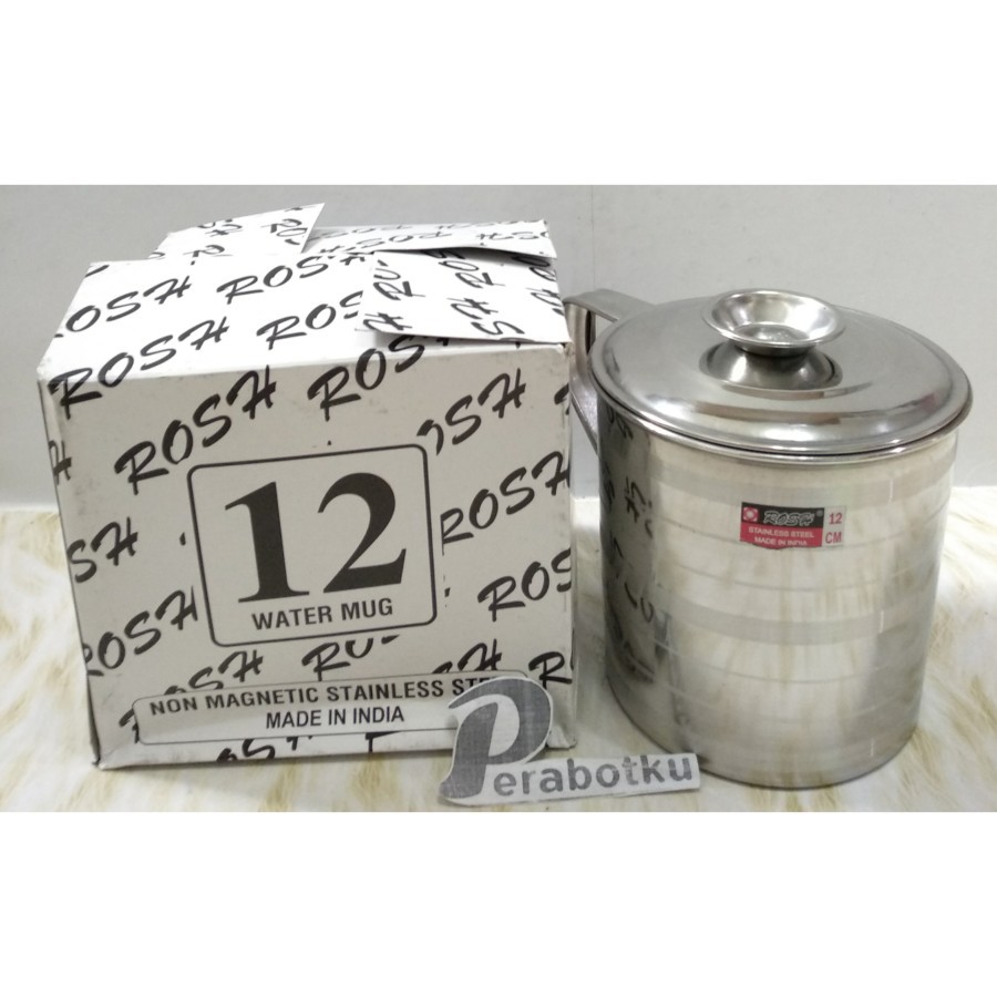 Mug Stenlis 12 Cm Rosh / Water Mug/ Gelas Cangkir Tutup Stenlis