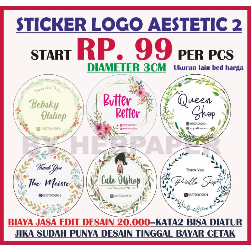 (TERMURAH Rp.99 MINIlM 200) PO STIKER AESTETIC kekinian .logo produk/OLSHOP. MAKANAN LOGO KEKINIAN-7